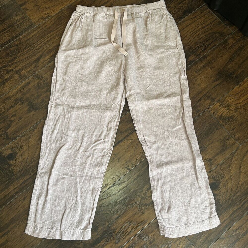 Quince 100% European Linen Pajama Pants Women XL Vintage Pink Chambray